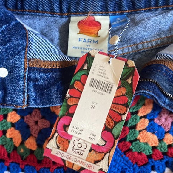 Farm Rio Ultra High-Rise Crochet Denim Shorts - Picture 3 of 4